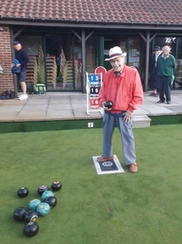 Eric Leedham bowling aged 100